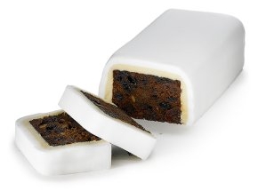 Individual fruit cake made for cutting into slices