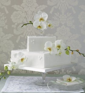 Two tier iced fruit cake with pearl detailing