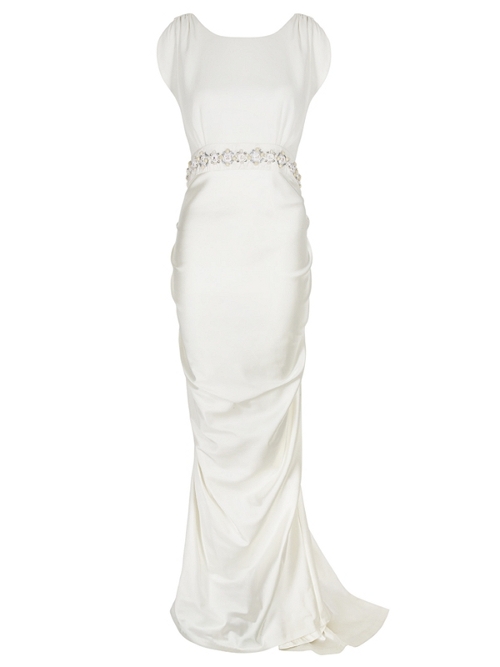 stunning silk and satin empire line wedding gown