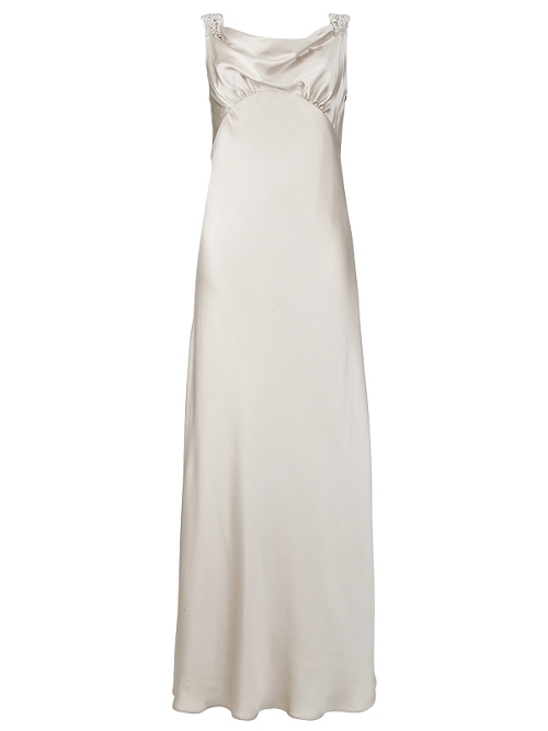 Champagne Coloured Satin Back Crepe Dress