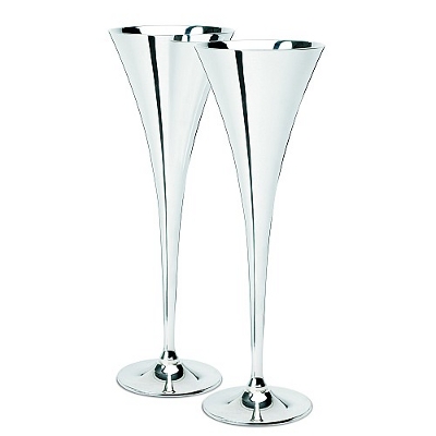 modern design silver plated champagne flutes