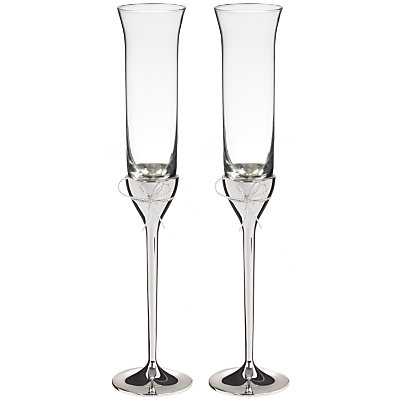 2 classicly designed Champagne glasses by Vera Wang