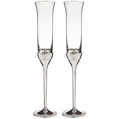 2 classicly designed Champagne glasses by Vera Wang
