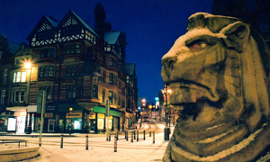 A night-time view of Nottingham city centre