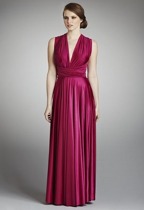 Raspberry Coloured Full Length Ball Gown