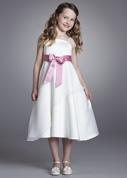 John Lewis Girl Tiered Contrast Sash Dress, Ivory