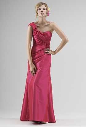 Raspberry One- shoulder dress