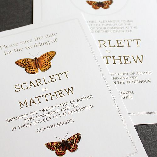 Wedding invitations with a butterfly motif